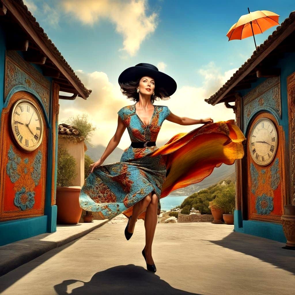 Vibrant Hyperrealistic Portrait of a Happy Mature Lady in En...