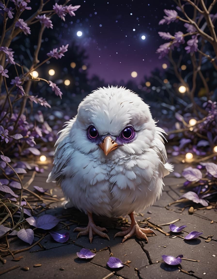 sweet white bird on the floor