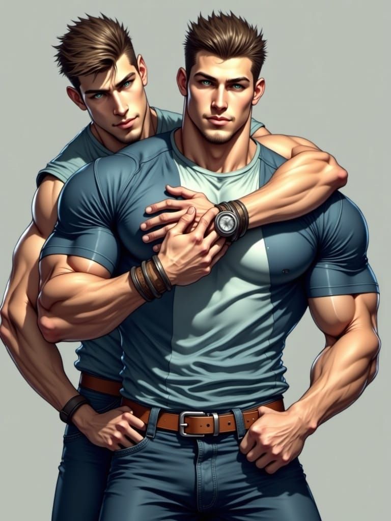A photorealistic image depicting a tall  Athletic jock wrestling with a smaller guy. <lora:Versatile Male:1.0> detailed,  elaborate, polishe...