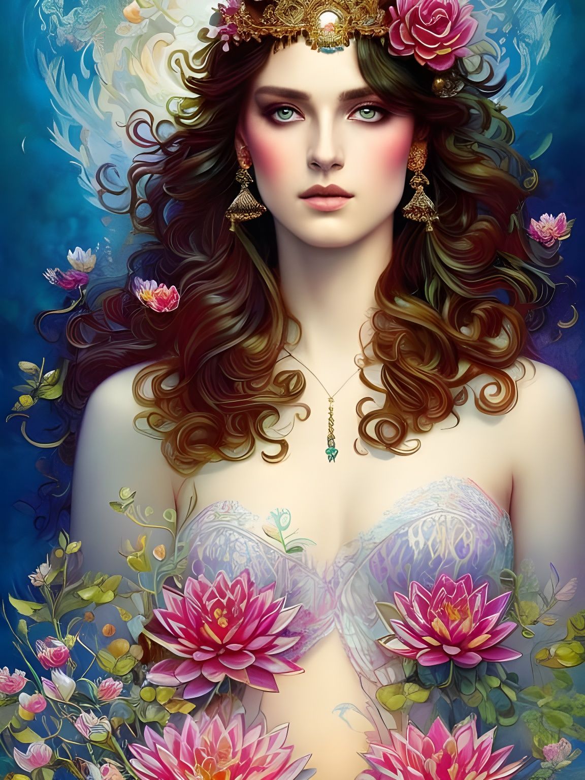 lady-of-the-waterlily-lake-ai-generated-artwork-nightcafe-creator