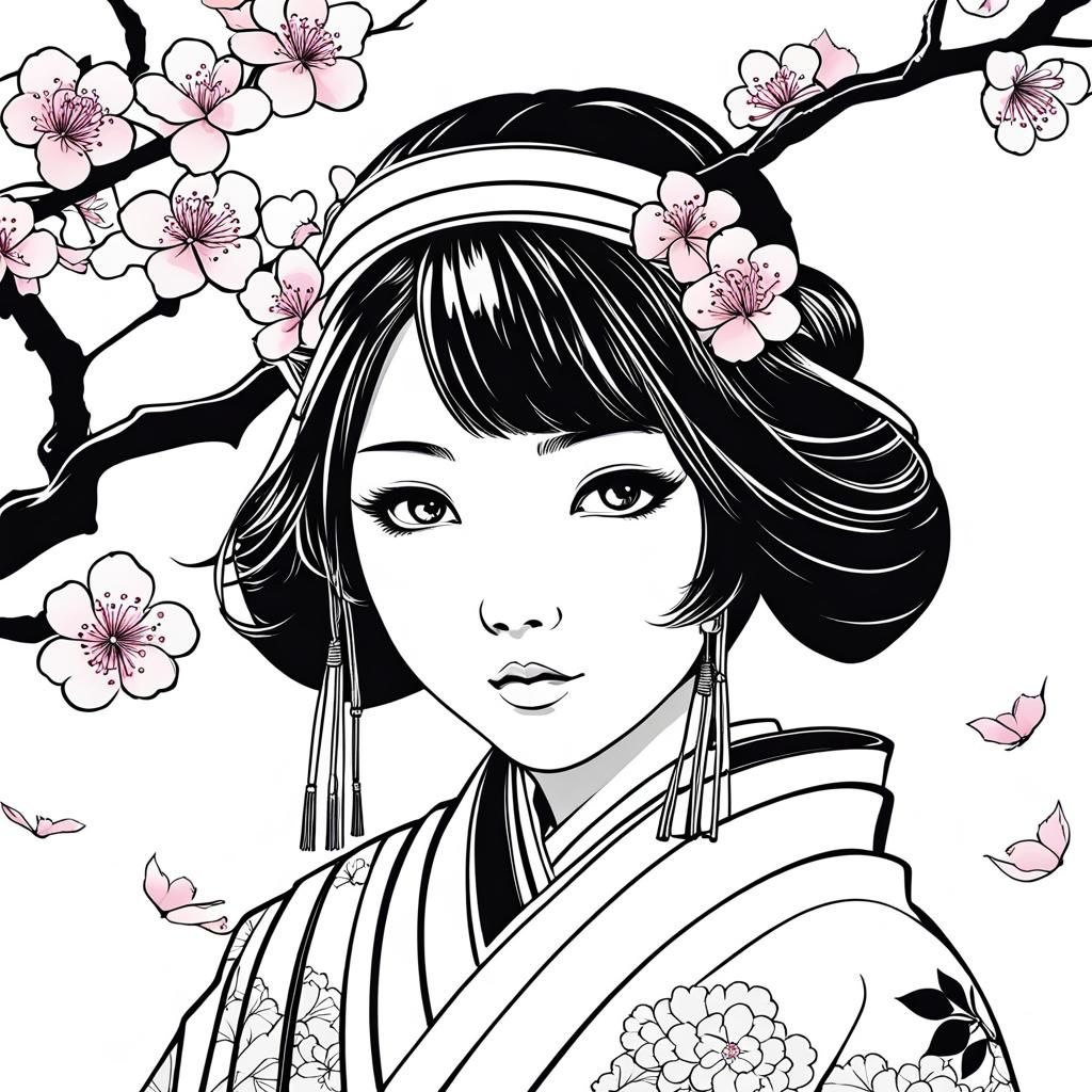 Japanese girl in kimono Royalty Free Vector Image