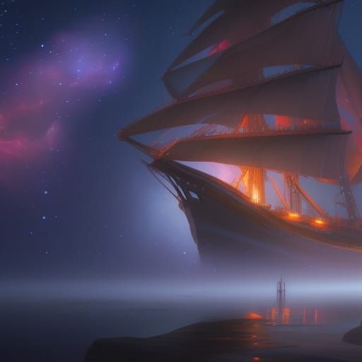 Starry night ship