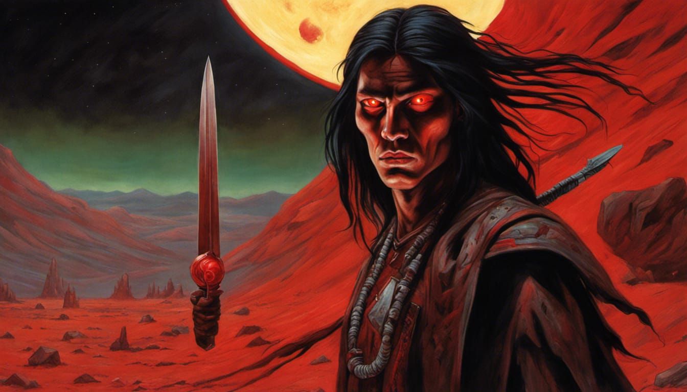 "25-year-old male Native American vampire with glowing blood...