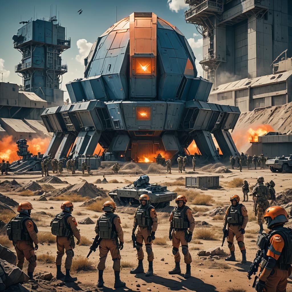 Cyberpunk IDF Military Base with Iron Dome Defense System