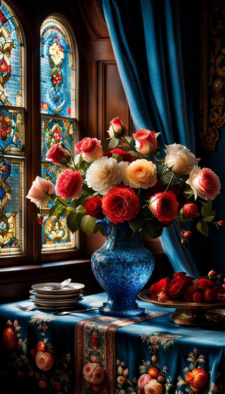 Blue Mosaic Vase