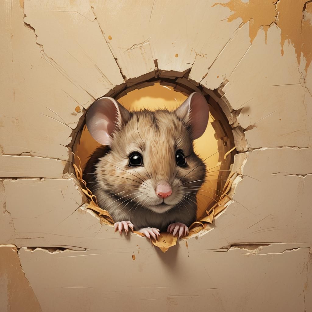 Cute Mouse Peek Illustration in Soft Focus