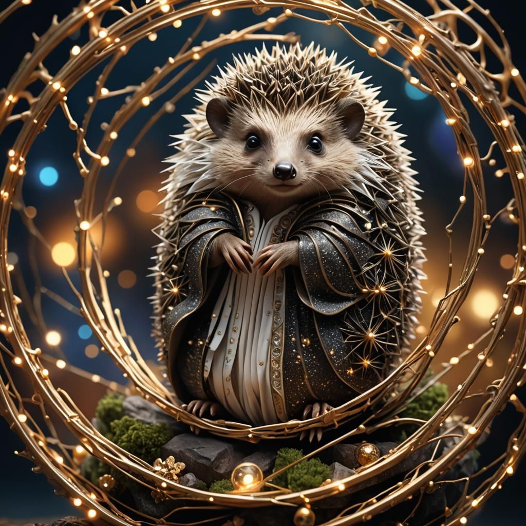 hedgehog in the robe of Stringing fractal Nebra Trat Disc, e...