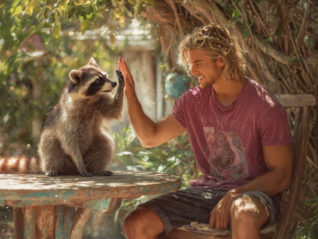 A solid High-Five between Pals  by @Molly