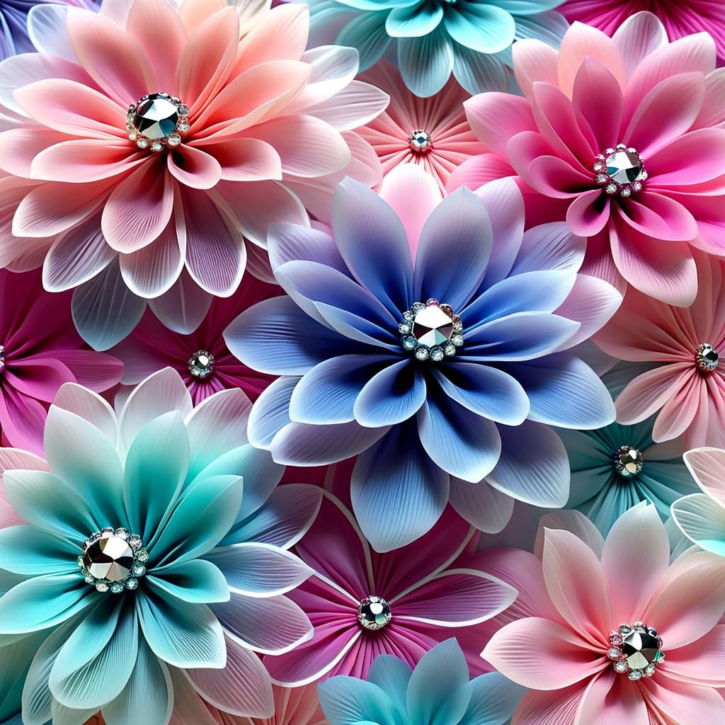 Tulle Pastel Flowers