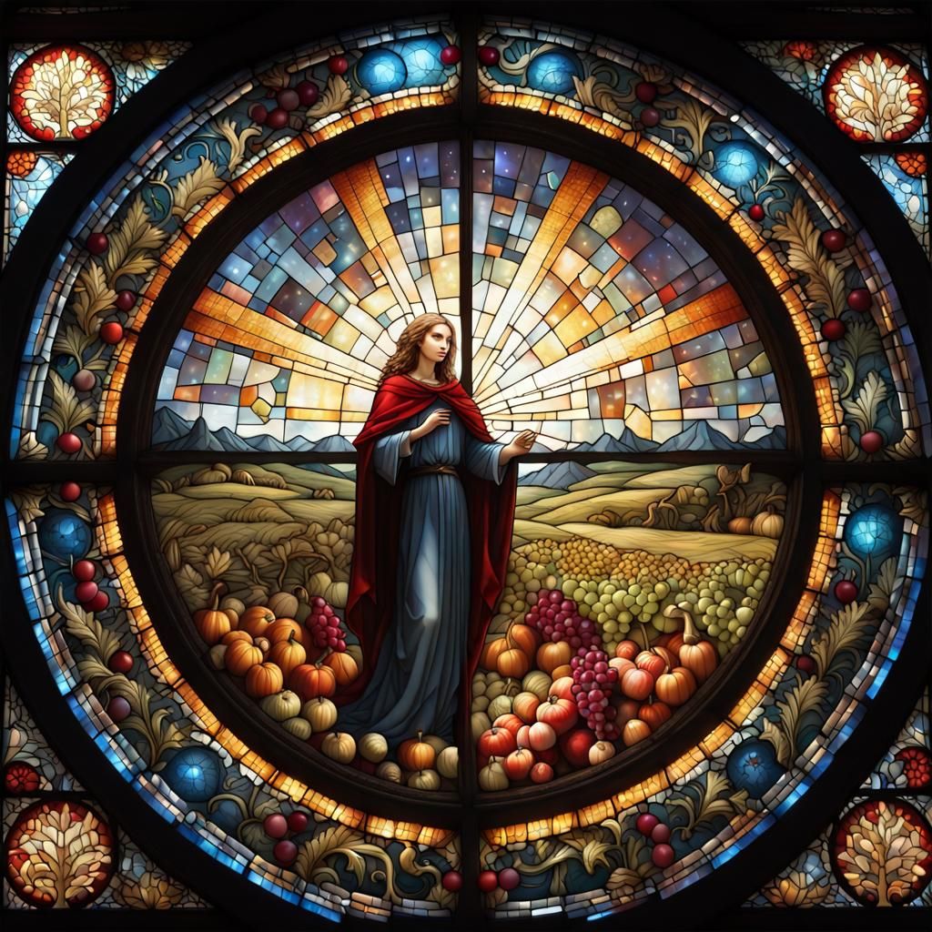 Autumn Harvest Stained Glass 🍎🍇🌽 v2