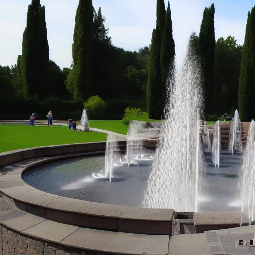 Huge fountains at the Castle