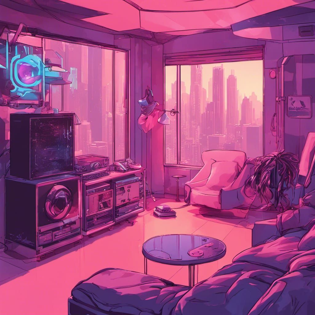 Cyber Wave LOFI Apartment - AI Generated Artwork - NightCafe Creator