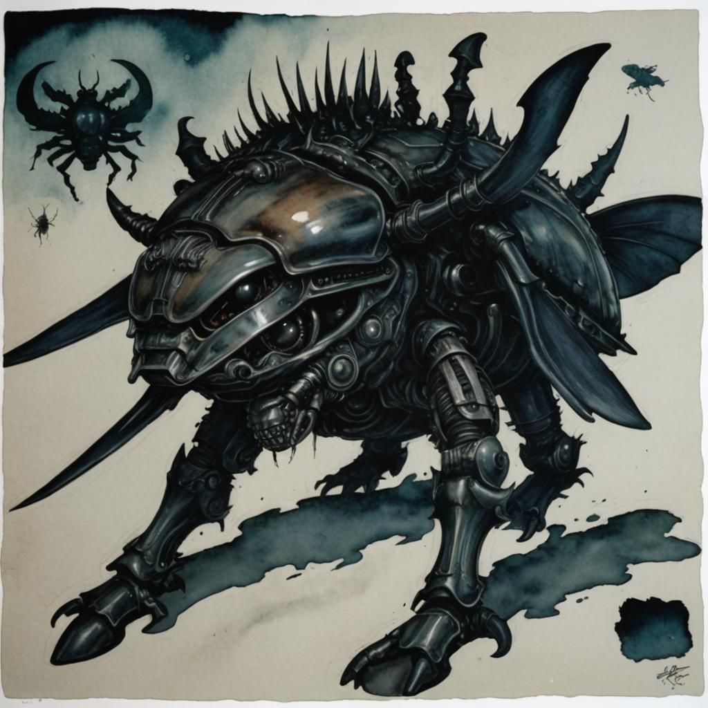 Beetle Hog. Studio Ghibli mixed media cel-shaded watercolor ...