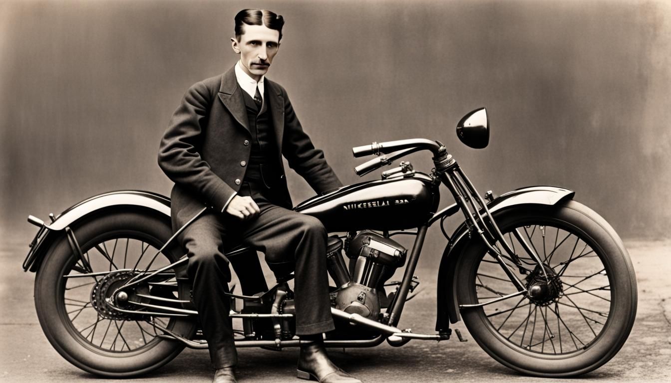 nikola tesla as motorcycle gang member