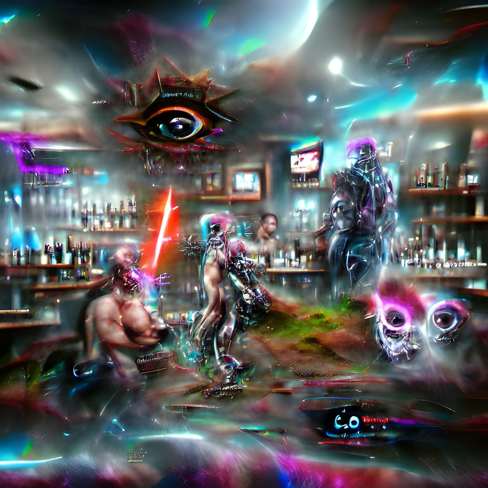 Bar brawl cyborg landscape sinister by Greg Rutkowski 8k res...