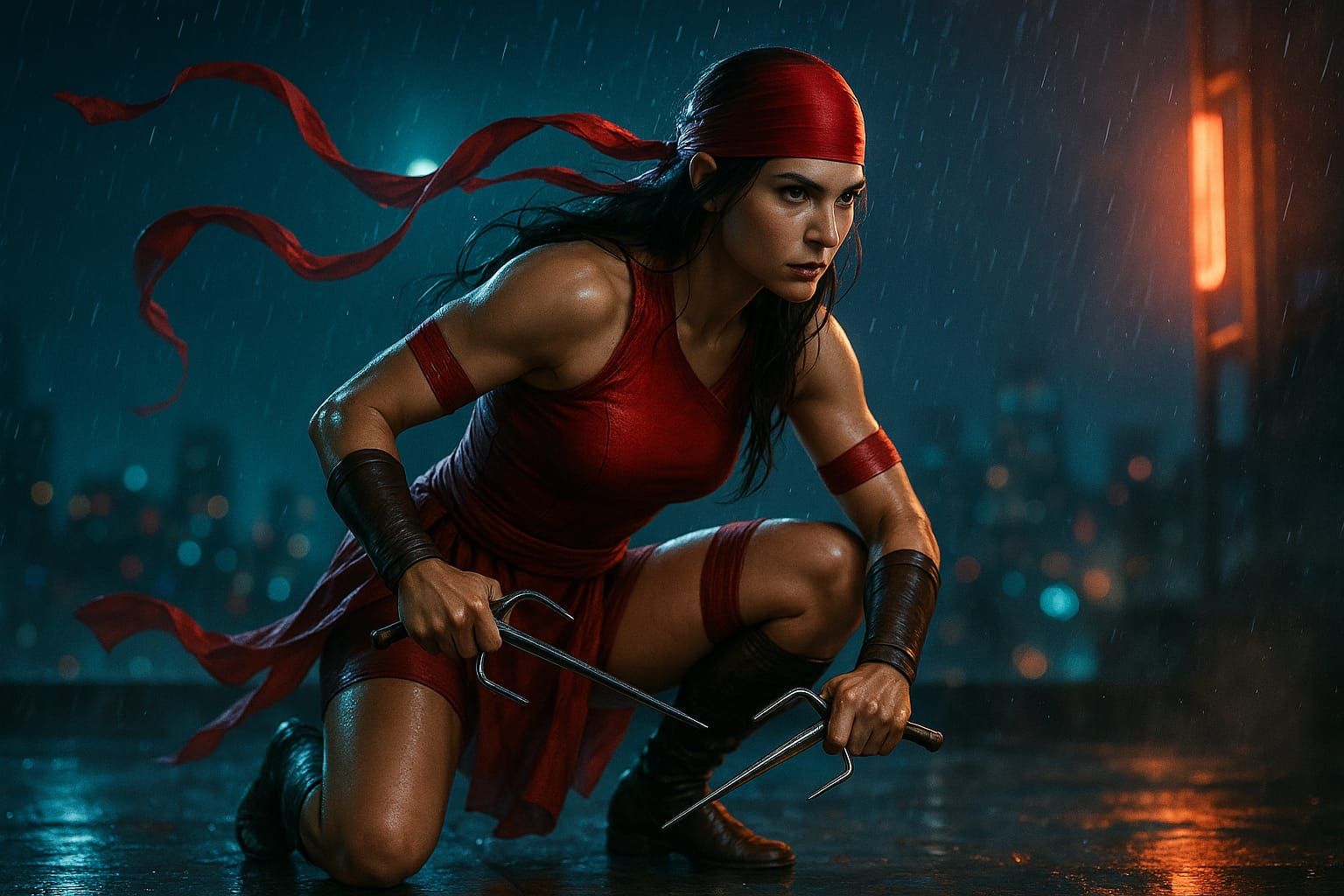 Elektra's Rooftop Showdown