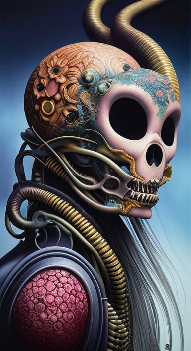 Macabre Alien Portrait in Giger Style