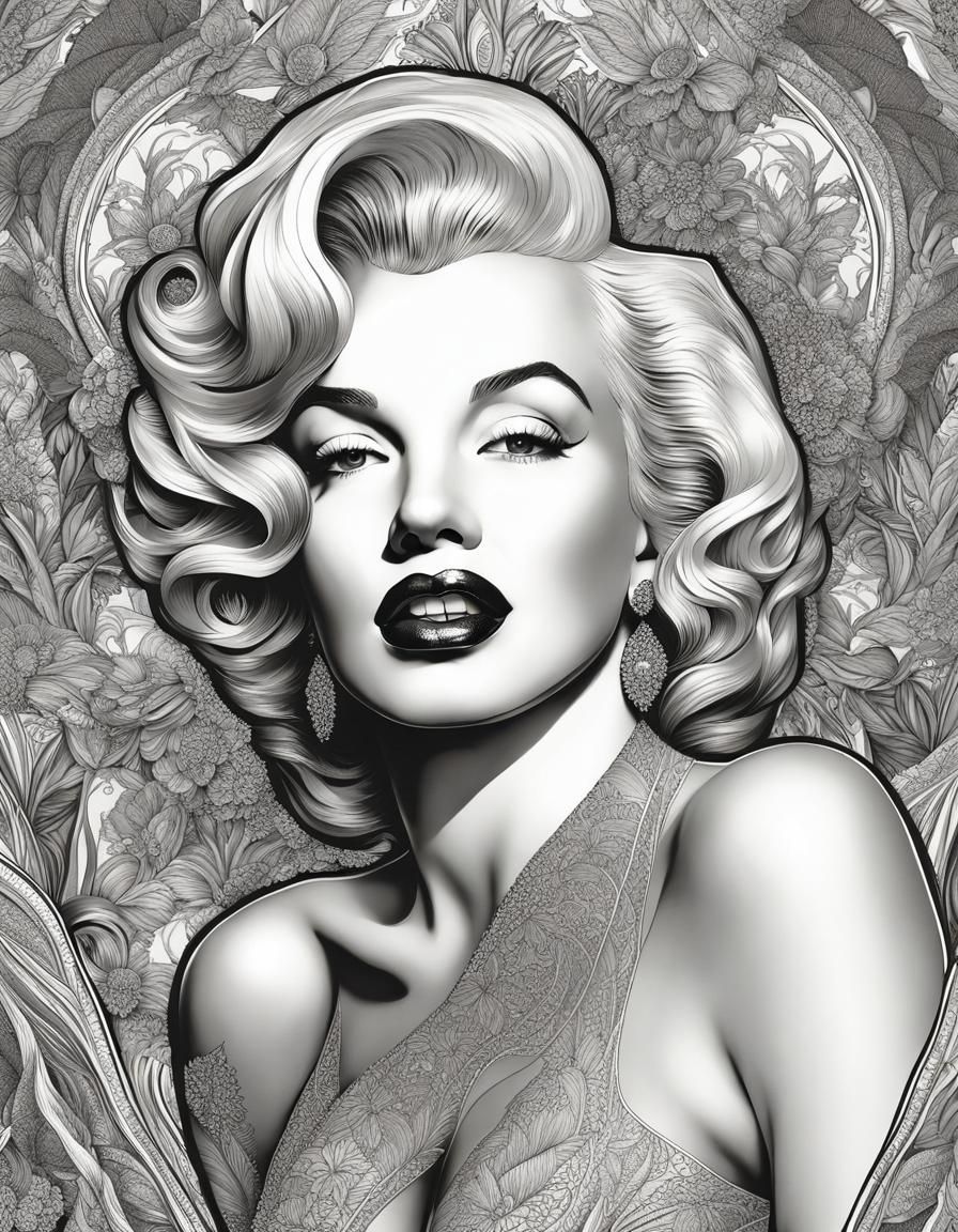 Line Art - Marilyn Monroe - AI Generated Artwork - NightCafe Creator