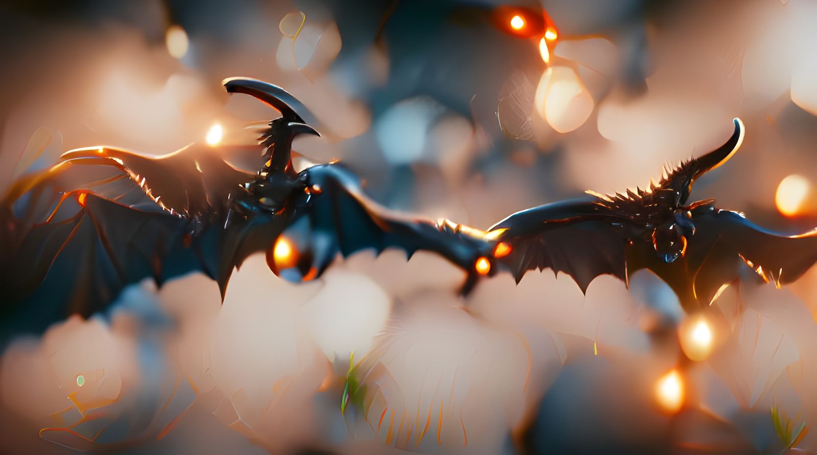 a demonic dragon spreading its wings 