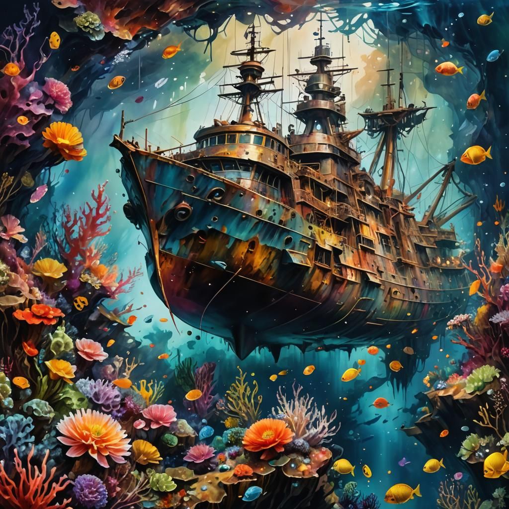 colorful wrecked ship