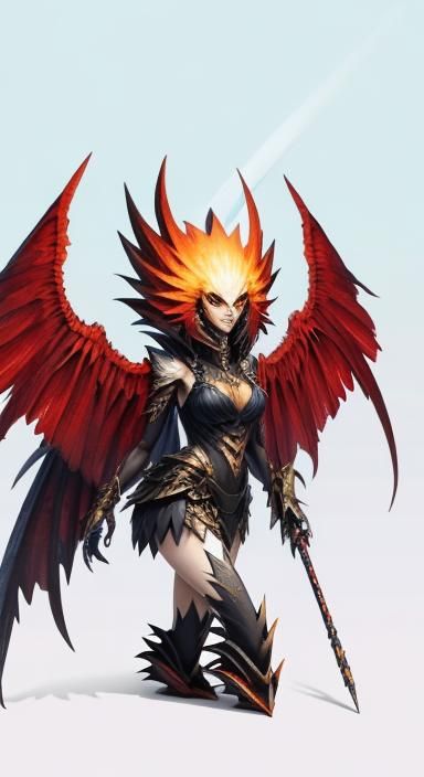 Light hot girl style monster character with wings(character ...