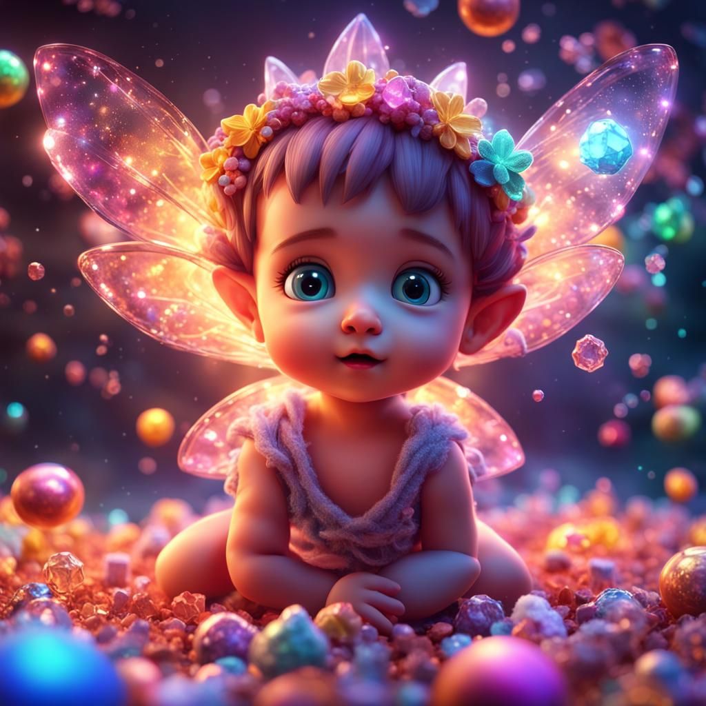 A cute little baby colorful fairy - AI Generated Artwork - NightCafe ...