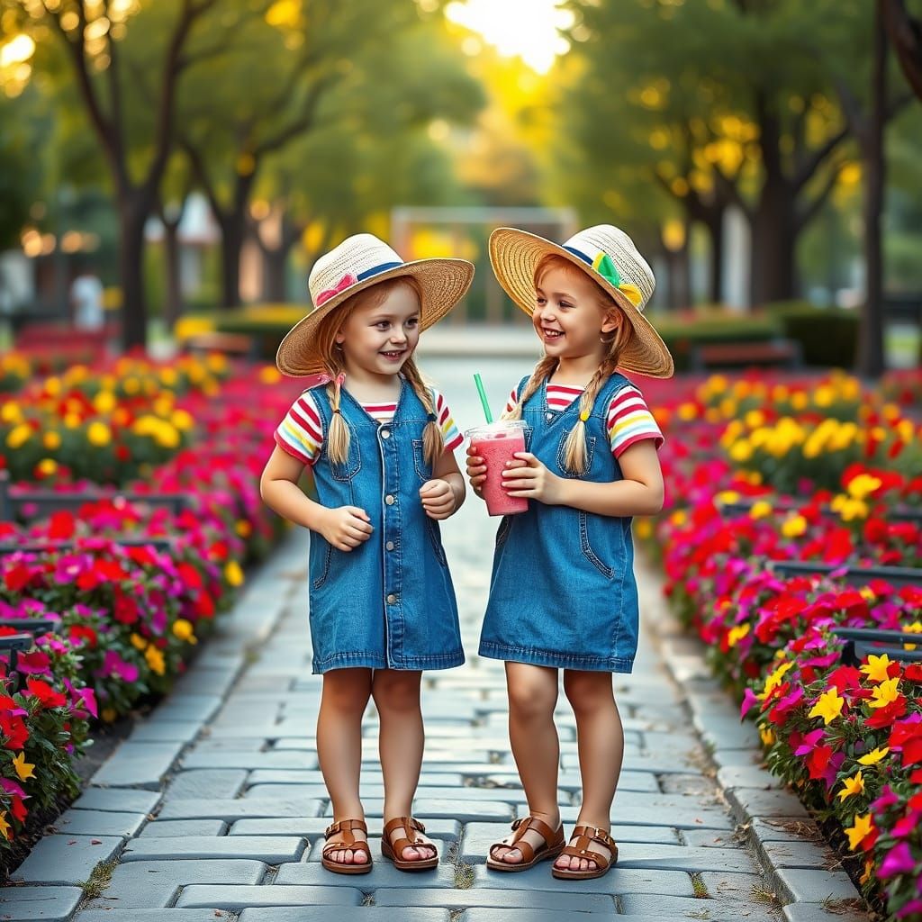 Joyful Friends Share a Secret in a Vibrant City Playground