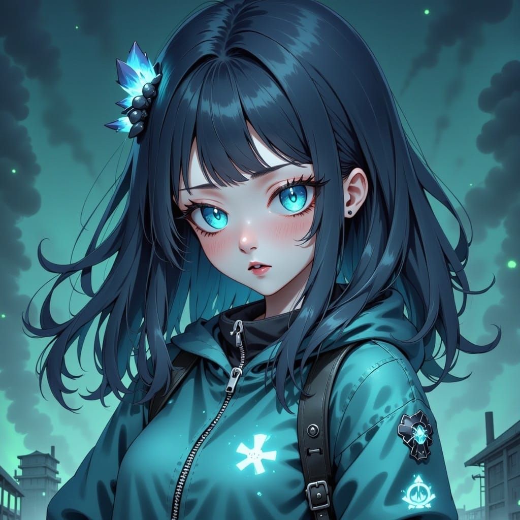 <lora:FairytaleCalamity Fx:1.0>, crystalline goddess, blue glowing flower eyes, long hair, detailed head and shoulders portrait, detailed in...