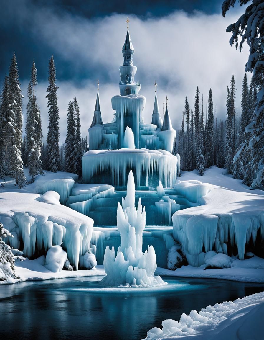  magical Ice fountain in the palace of the Snow Queen  by @Art mechanic