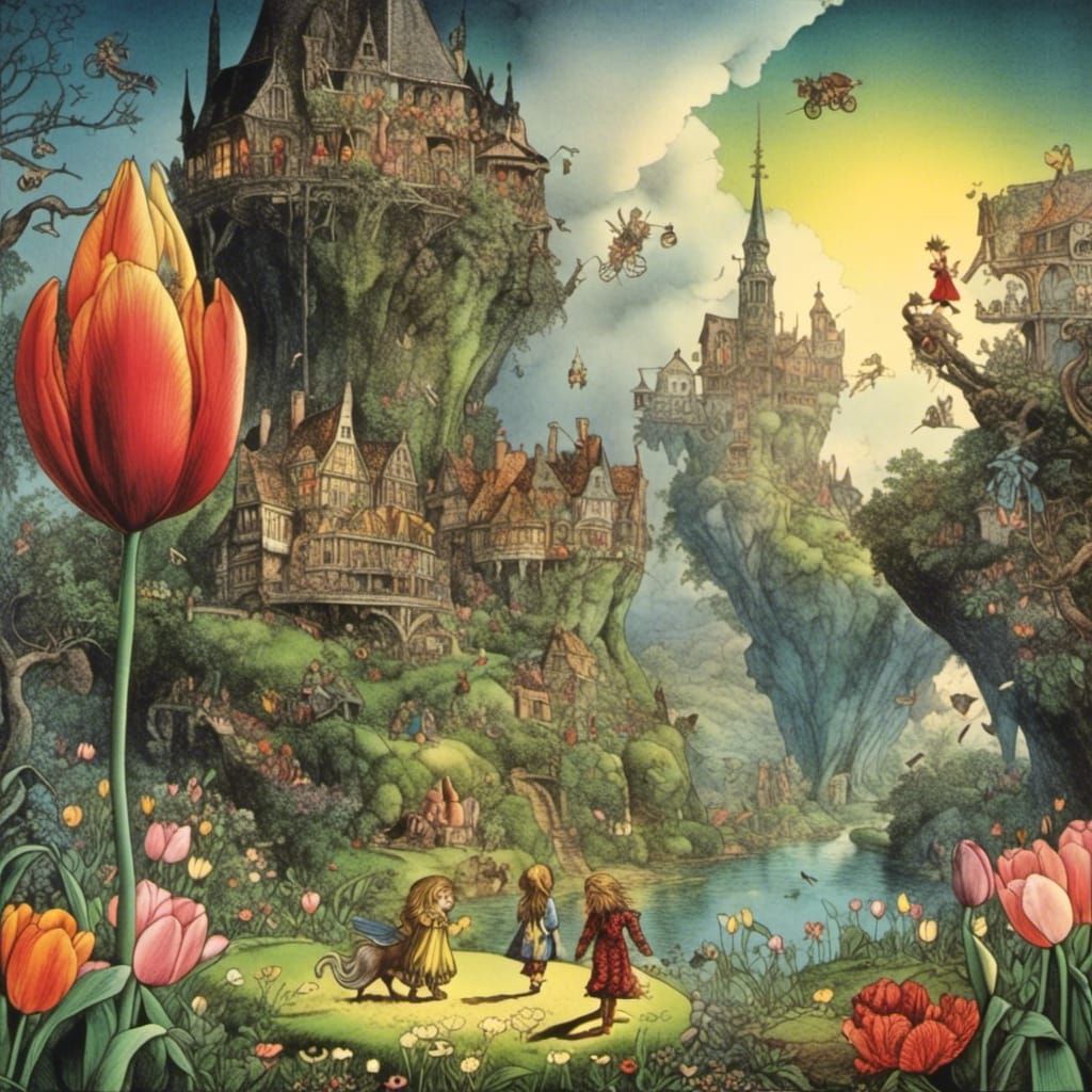 <lora:Hans Arnold:1.0> Fairies and the Tulips of Holland Epi...