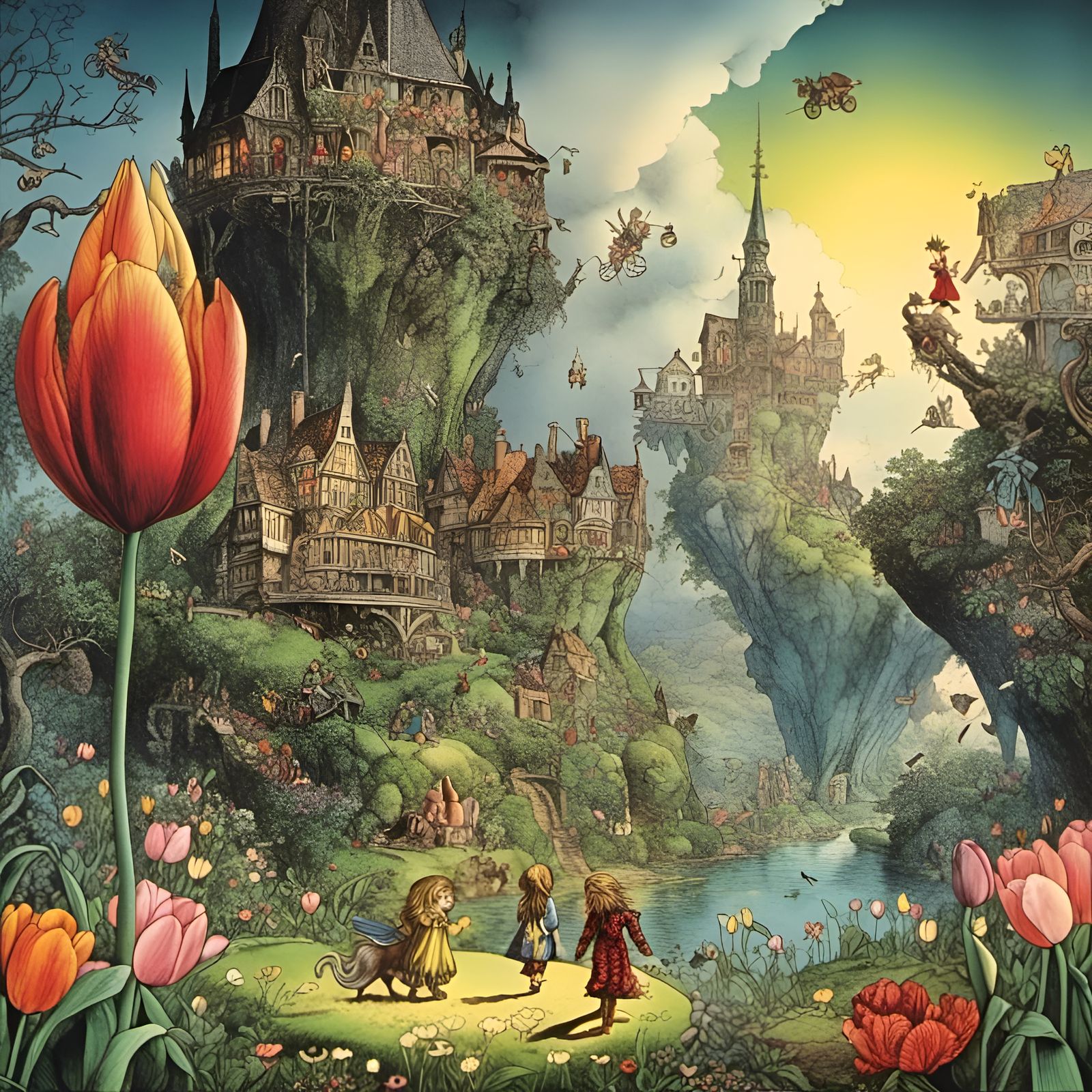<lora:Hans Arnold:1.0> Fairies and the Tulips of Holland Epi...