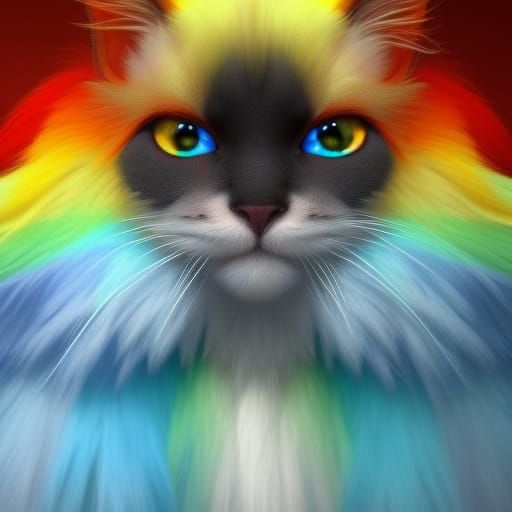 rainbow fluffy cat cute #5