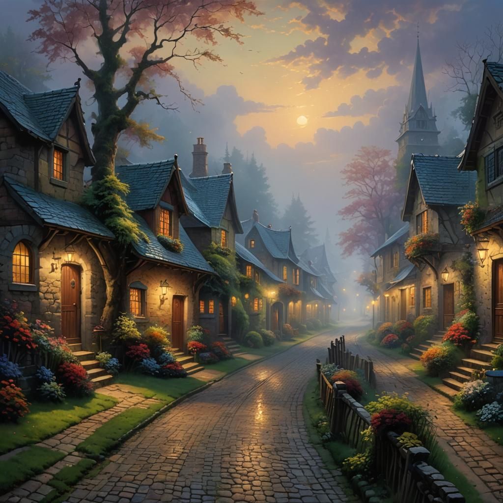alley at foggy  evening