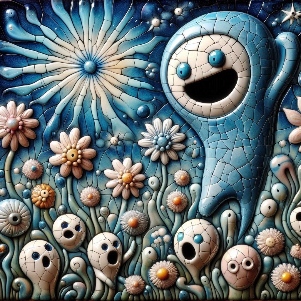 Screaming flowers under a blue sun