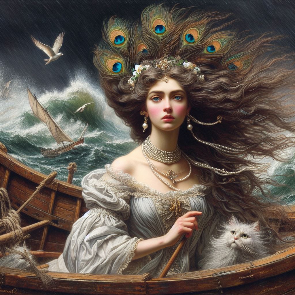 The Lady of Shallot with Cats