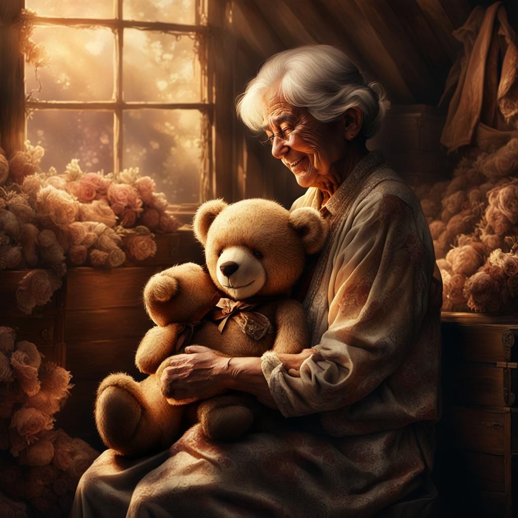 Reuniting With Her Old Childhood Teddy Bear  by @Mister