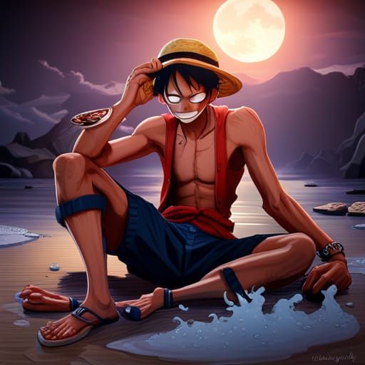 ArtStation - Monkey D Luffy Red moon