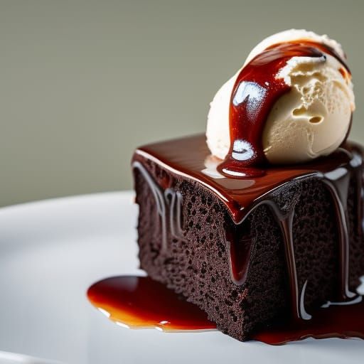 Dessert plate of chocolate cake and ice cream false