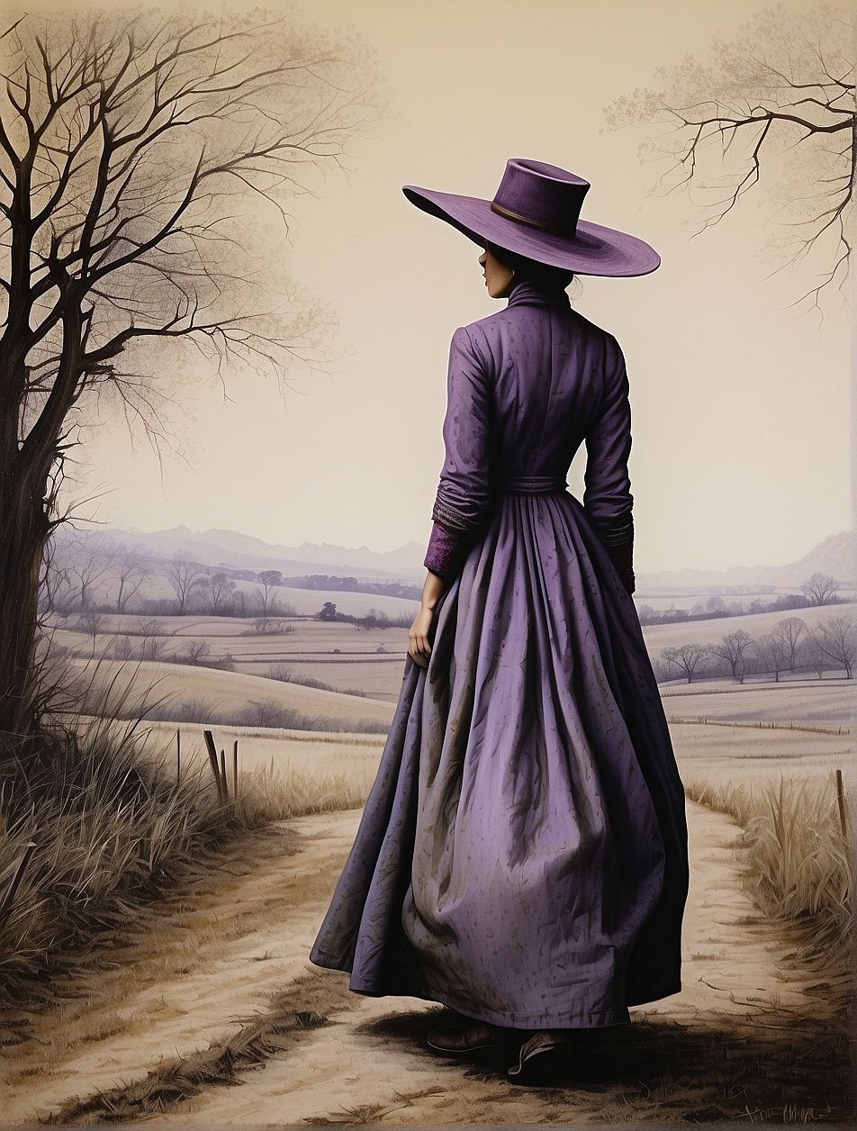 Amish woman in countryside