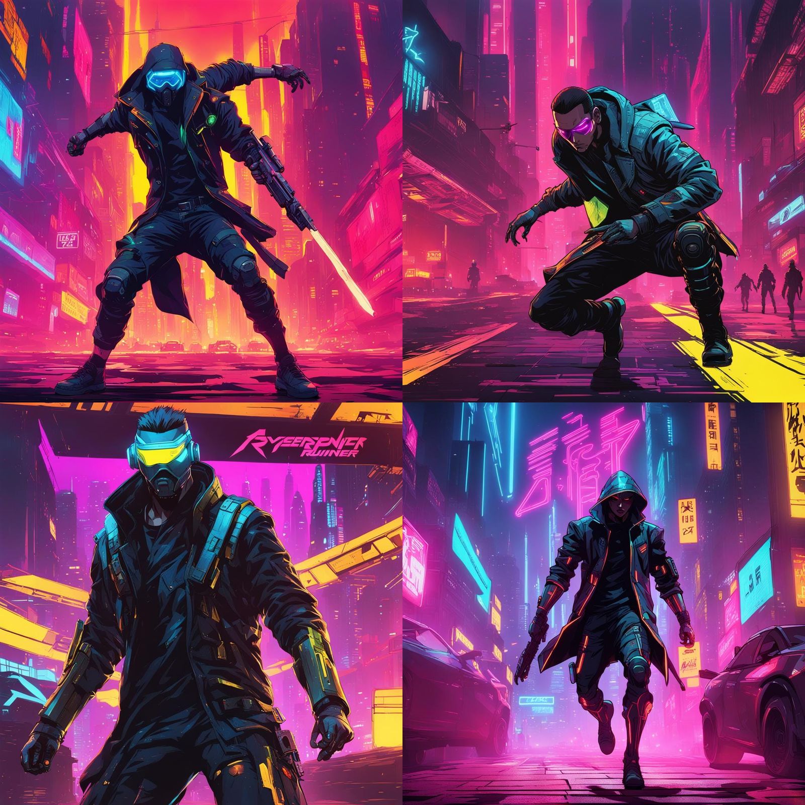 (Anime) (Cyberpunk) Edge runner Assassin attacking with conc...