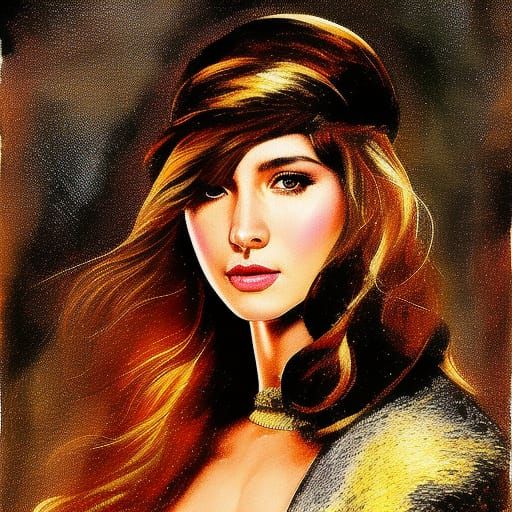 Enticing Anime Princess Portrait with Flowing Ink