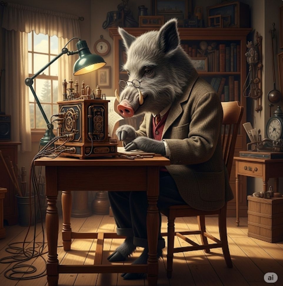 Mr Boar - in the style of Norman Rockwell