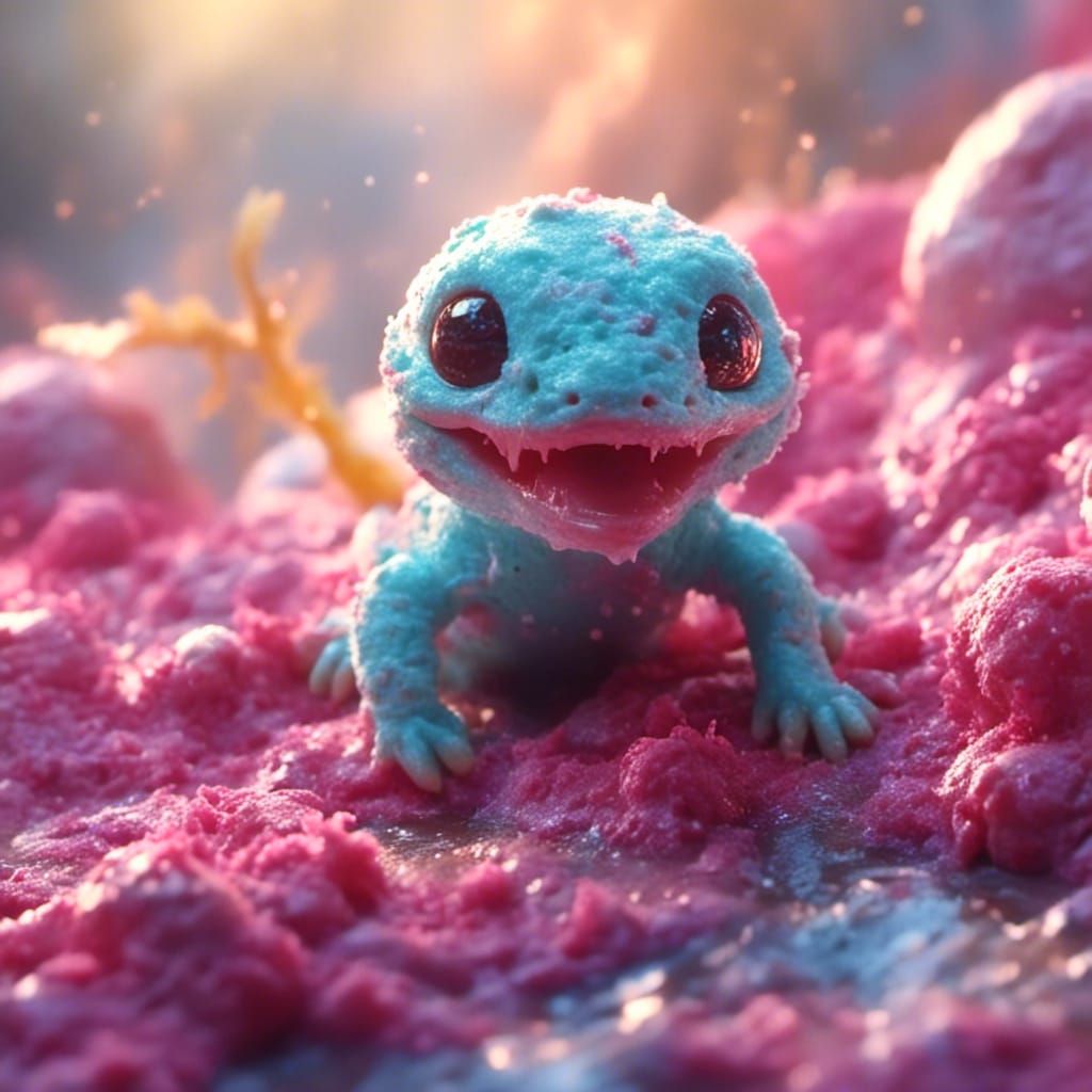  <lora:Ice Cream:1.0> A cute adorable salamander