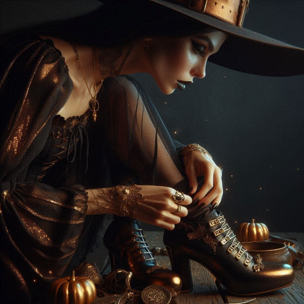 "Why won't the witch wear tight shoes? Because she doesn't w...