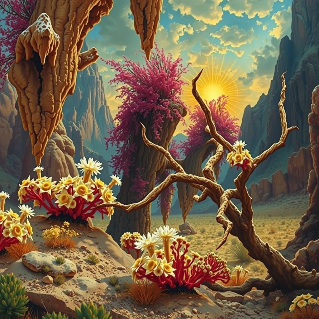 Surreal Alpine Landscape in Chiaroscuro with Baroque Element...