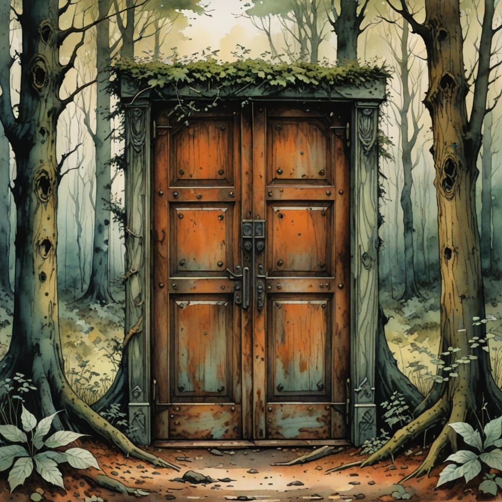  door in the middle of a forest   by @Jen