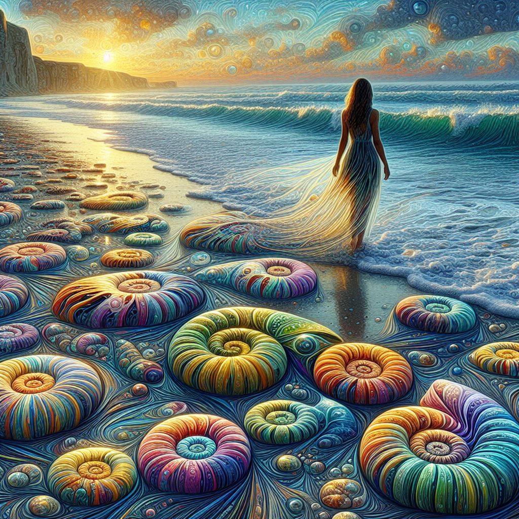 Ammonites washed ashore