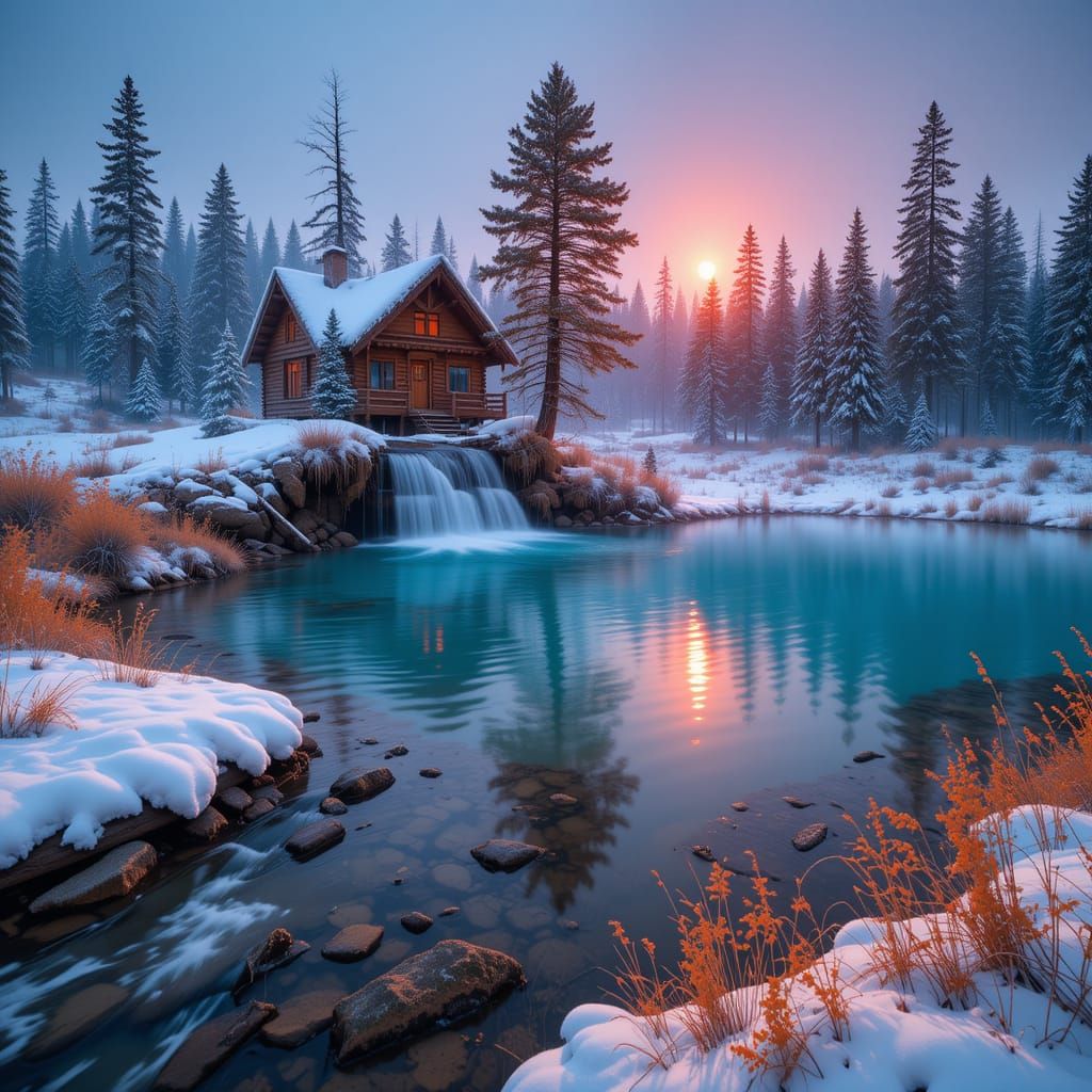 A Yellowstone Winter Rustic Cabin