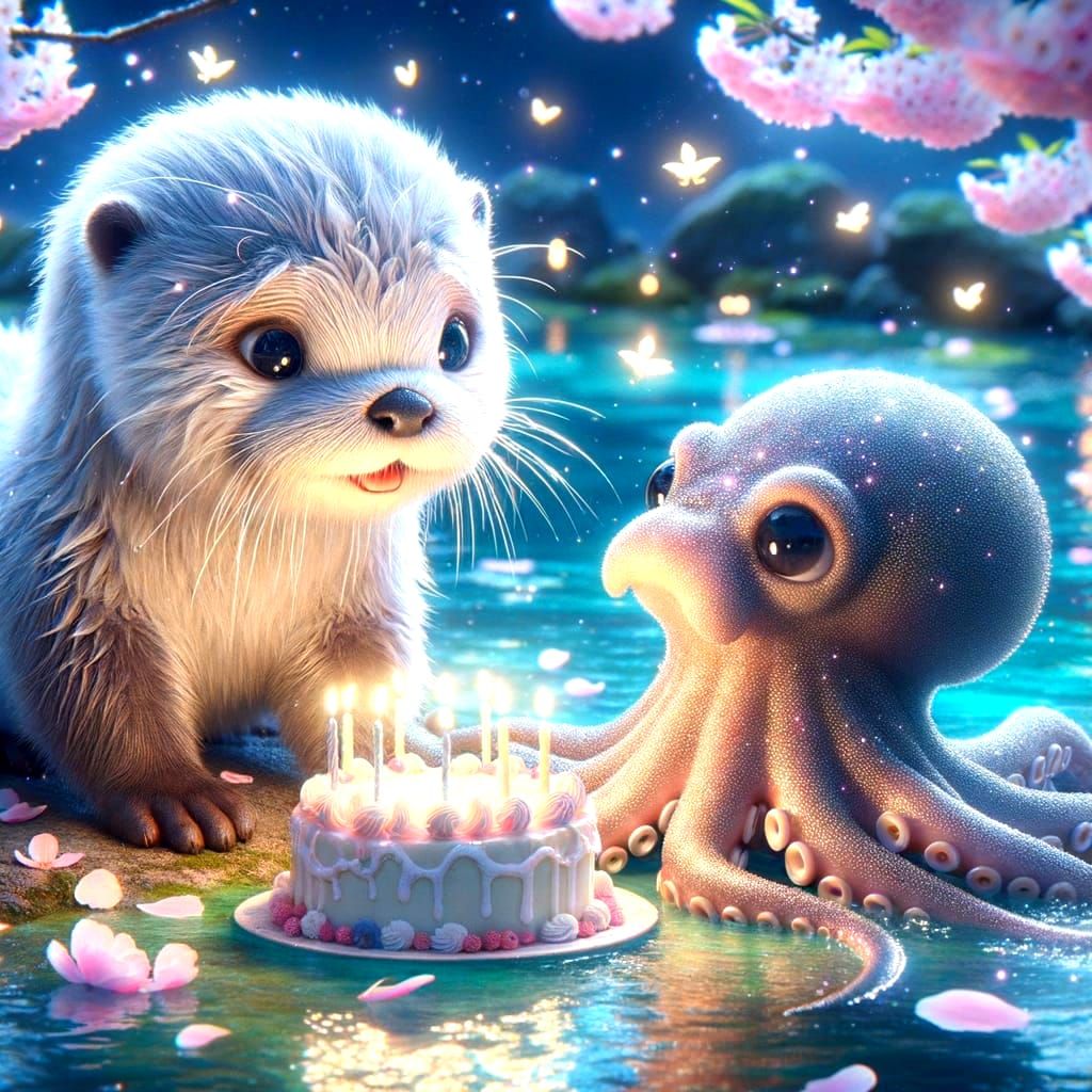 Happy Birthday, Baby Otter! Glad I Could Celebrate With You 🦦🐙🎂🎉  by @Steve Ryan