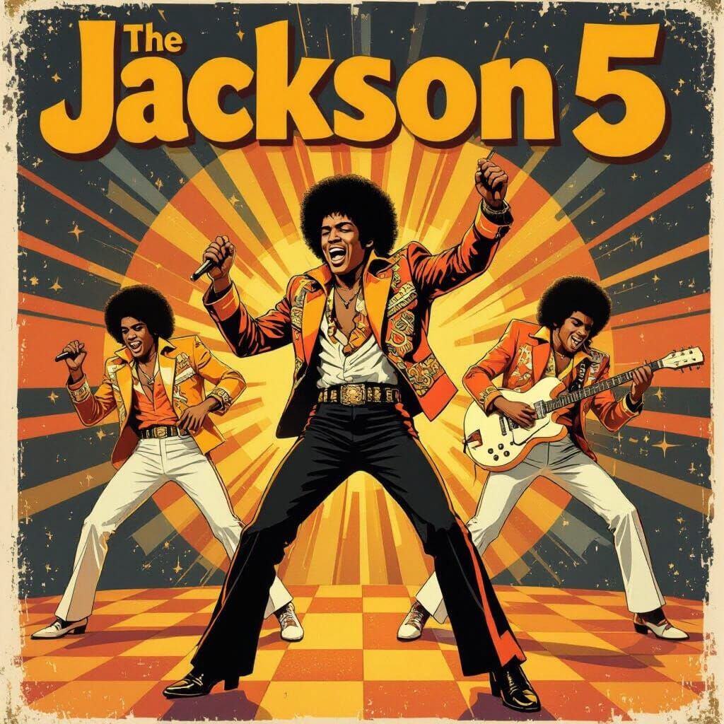 The Jackson 5  illustration  retro album   by @Lula